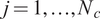 j equals 1 comma ellipsis comma Nc