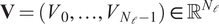 upper V equals upper V 0 ellipsis VN script l minus 1 element of RN script l
