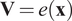 upper V equals ex