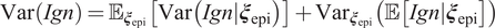 VarIgn equals upper E xi epiVarIgn xi epi plus Var xi epiEIgn xi epi