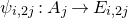 psi Subscript i comma 2 j Baseline colon upper A Subscript j Baseline right arrow upper E Subscript i comma 2 j Baseline