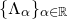 left brace normal upper Lamda Subscript alpha Baseline right brace Subscript alpha element of double struck upper R