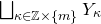 square union Underscript kappa element of double struck upper Z times StartSet m EndSet Endscripts upper Y Subscript kappa