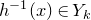h Superscript negative 1 Baseline left parenthesis x right parenthesis element of upper Y Subscript k