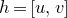 h equals left bracket u comma v right bracket