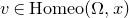 v element of normal upper H normal o normal m normal e normal o left parenthesis normal upper Omega comma x right parenthesis