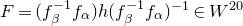 upper F equals left parenthesis f Subscript beta Superscript negative 1 Baseline f Subscript alpha Baseline right parenthesis h left parenthesis f Subscript beta Superscript negative 1 Baseline f Subscript alpha Baseline right parenthesis Superscript negative 1 Baseline element of upper W Superscript 20