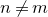n not equals m