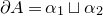 partial differential upper A equals alpha 1 square cup alpha 2