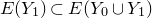 upper E left parenthesis upper Y 1 right parenthesis subset of upper E left parenthesis upper Y 0 union upper Y 1 right parenthesis