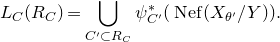 upper L Subscript upper C Baseline left parenthesis upper R Subscript upper C Baseline right parenthesis equals union Underscript upper C prime subset of upper R Subscript upper C Baseline Endscripts psi Subscript upper C Sub Superscript prime Subscript Superscript asterisk Baseline left parenthesis upper N e f left parenthesis upper X Subscript theta Sub Superscript prime Subscript Baseline divided by upper Y right parenthesis right parenthesis period