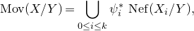 upper M o v left parenthesis upper X divided by upper Y right parenthesis equals union Underscript 0 less than or equals i less than or equals k Endscripts psi Subscript i Superscript asterisk Baseline upper N e f left parenthesis upper X Subscript i Baseline divided by upper Y right parenthesis comma