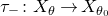 tau Subscript minus Baseline colon upper X Subscript theta Baseline right arrow upper X Subscript theta 0 Baseline