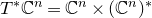 upper T Superscript asterisk Baseline double struck upper C Superscript n Baseline equals double struck upper C Superscript n Baseline times left parenthesis double struck upper C Superscript n Baseline right parenthesis Superscript asterisk