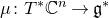 mu colon upper T Superscript asterisk Baseline double struck upper C Superscript n Baseline right arrow German g Superscript asterisk