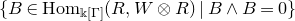 StartSet upper B element of upper H o m Subscript double struck k left bracket normal upper Gamma right bracket Baseline left parenthesis upper R comma upper W circled times upper R right parenthesis vertical bar upper B and upper B equals 0 EndSet