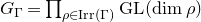 upper G Subscript normal upper Gamma Baseline equals product Underscript rho element of upper I r r left parenthesis normal upper Gamma right parenthesis Endscripts upper G upper L left parenthesis dimension rho right parenthesis