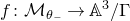 f colon script upper M Subscript theta Sub Subscript minus Subscript Baseline right arrow double struck upper A cubed divided by normal upper Gamma