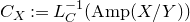 upper C Subscript upper X Baseline colon equals upper L Subscript upper C Superscript negative 1 Baseline left parenthesis upper A m p left parenthesis upper X divided by upper Y right parenthesis right parenthesis