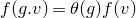 f left parenthesis g period v right parenthesis equals theta left parenthesis g right parenthesis f left parenthesis v right parenthesis