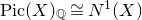 upper P i c left parenthesis upper X right parenthesis Subscript double struck upper Q Baseline approximately equals upper N Superscript 1 Baseline left parenthesis upper X right parenthesis