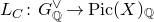 upper L Subscript upper C Baseline colon upper G Subscript double struck upper Q Superscript or Baseline right arrow upper P i c left parenthesis upper X right parenthesis Subscript double struck upper Q Baseline
