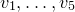 v 1 comma ellipsis comma v 5