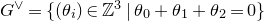 upper G Superscript or Baseline equals StartSet left parenthesis theta Subscript i Baseline right parenthesis element of double struck upper Z cubed vertical bar theta 0 plus theta 1 plus theta 2 equals 0 EndSet