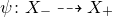 psi colon upper X Subscript minus Baseline right dashed arrow upper X Subscript plus Baseline