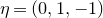 eta equals left parenthesis 0 comma 1 comma negative 1 right parenthesis