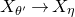 upper X Subscript theta prime Baseline right arrow upper X Subscript eta
