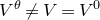 upper V Superscript theta Baseline not equals upper V equals upper V Superscript 0