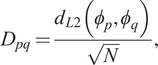 Dpq equals dL 2 phi p phi qN comma