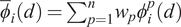 phi bar id equals sigma summation p equals 1 nwp phi ipd