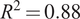 upper R 2 equals 0.88
