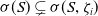 sigma left parenthesis upper S right parenthesis subset of or not equals sigma left parenthesis upper S comma zeta Subscript i Baseline right parenthesis
