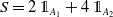 upper S equals 2 double struck 1 Subscript upper A 1 Baseline plus 4 double struck 1 Subscript upper A 2