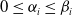 0 less than or equals alpha Subscript i Baseline less than or equals beta Subscript i