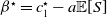beta Superscript star Baseline equals c 1 Superscript star Baseline minus a double struck upper E left bracket upper S right bracket