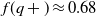 f left parenthesis q plus right parenthesis almost equals 0.68