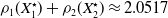 rho 1 left parenthesis upper X 1 Superscript star Baseline right parenthesis plus rho 2 left parenthesis upper X 2 Superscript star Baseline right parenthesis almost equals 2.0517