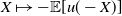 upper X right arrow from bar minus double struck upper E left bracket u left parenthesis negative upper X right parenthesis right bracket