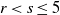r less than s less than or equals 5