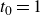 t 0 equals 1