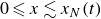 0 less than or slanted equals x less than or equivalent to x Subscript upper N Baseline left parenthesis t right parenthesis