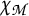Calligraphic capital X followed by calligraphic capital M.