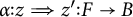 alpha colon z double arrow z prime colon F arrow B