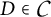 Mathematical expression D is an element of C.