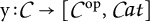 y colon C arrow [C super o p comma C a t]
