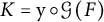 K equals y composed with script G of (F)